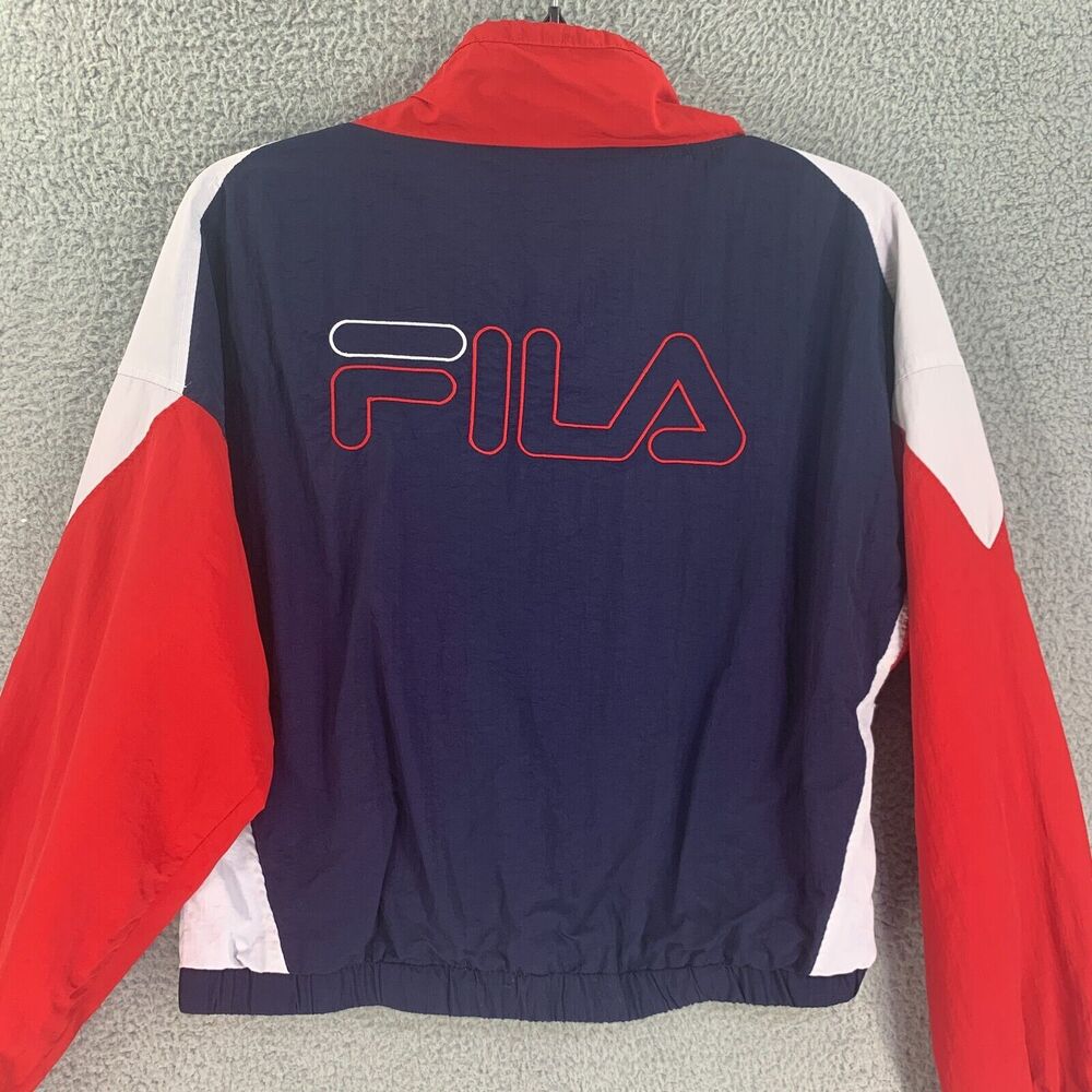 Vintage Y2K Inspired FILA Womens Jacket Cropped Sz XL Retro Nylon Windbreaker